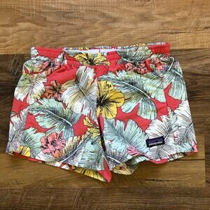 Patagonia Girls’ Baggies Shorts Flowers Leaves Pink Size 10 (M)